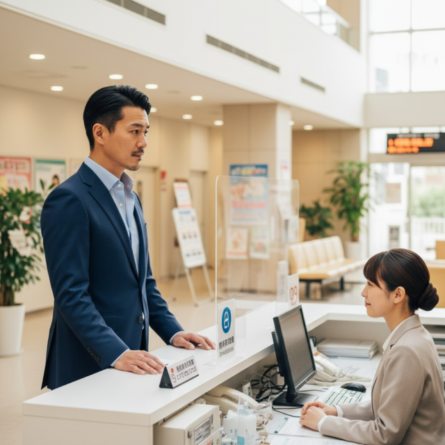 公的機関や市役所の相談窓口で話をしている